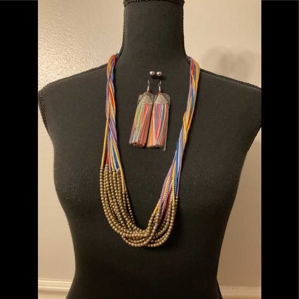 Jewelry Bundle! Boho style multicolored beaded Necklace, earrings, bracelets!